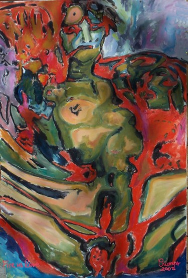 Painting titled "women in the fire o…" by Grégoire Koboyan (Cricorps), Original Artwork, Oil