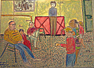Dessin intitulée "Mjc du Razès  Belvè…" par Grégoire Koboyan (Cricorps), Œuvre d'art originale, Stylo à bille