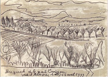 Drawing titled "Le Mont Canigou et…" by Grégoire Koboyan (Cricorps), Original Artwork