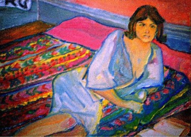 Peinture intitulée "marie lit au lit en…" par Grégoire Koboyan (Cricorps), Œuvre d'art originale, Huile