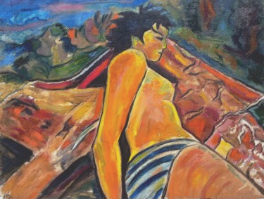 Peinture intitulée "Marie à la plage" par Grégoire Koboyan (Cricorps), Œuvre d'art originale, Huile