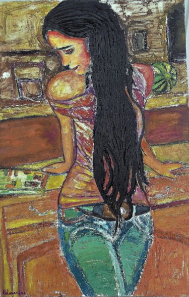 Peinture intitulée "Karima" par Grégoire Koboyan (Cricorps), Œuvre d'art originale, Huile