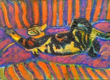Peinture intitulée "TITOU sur canapé" par Grégoire Koboyan (Cricorps), Œuvre d'art originale, Huile