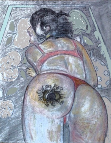 Peinture intitulée "Tatoo au derrière" par Grégoire Koboyan (Cricorps), Œuvre d'art originale, Pastel