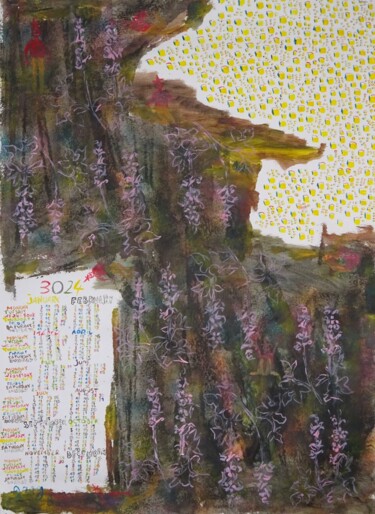 Peinture intitulée "3024 Corydale creuse" par Grégoire Koutsandréou, Œuvre d'art originale, Acrylique