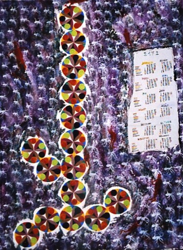 Painting titled "Calendrier 2072-pie…" by Grégoire Koutsandréou, Original Artwork, Acrylic