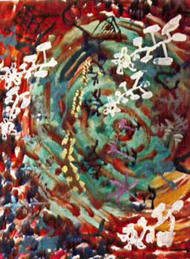 Painting titled "Végétaux spirale" by Grégoire Koutsandréou, Original Artwork, Acrylic