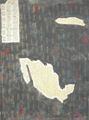 Peinture intitulée "Mexique-Calendrier…" par Grégoire Koutsandréou, Œuvre d'art originale, Acrylique