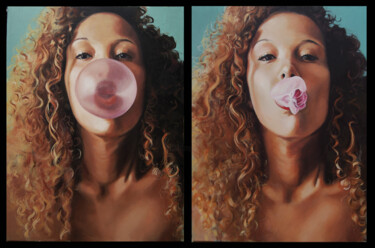 Painting titled "Bubble Gum" by Grégoire Mathieu, Original Artwork, Oil