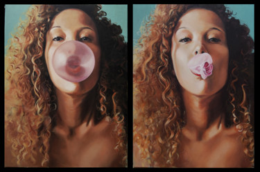 Peinture intitulée "Bubble Gum" par Grégoire Mathieu, Œuvre d'art originale, Huile