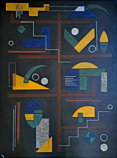 Malerei mit dem Titel "Etages" von Gregör Hosjan, Original-Kunstwerk, Acryl