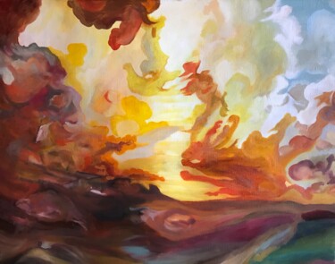 Peinture intitulée "Red Storm" par Gregory Anoufriev, Œuvre d'art originale, Huile
