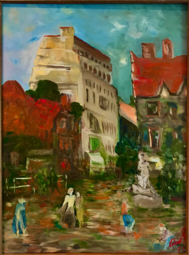 Malerei mit dem Titel "City Life" von Gregory Anoufriev, Original-Kunstwerk, Öl