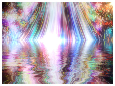 Digital Arts titled "Rainbow Waterfall" by Grégory Bianchi, Original Artwork, Digital Painting