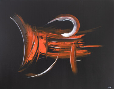 Painting titled "Rosso oscuro 1223" by Gregory Delnatte, Original Artwork, Acrylic Mounted on Wood Stretcher frame