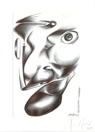 Zeichnungen mit dem Titel "" Munchausen " - Sé…" von Grégory Dreyfus, Original-Kunstwerk, Kugelschreiber Auf Andere starre P…
