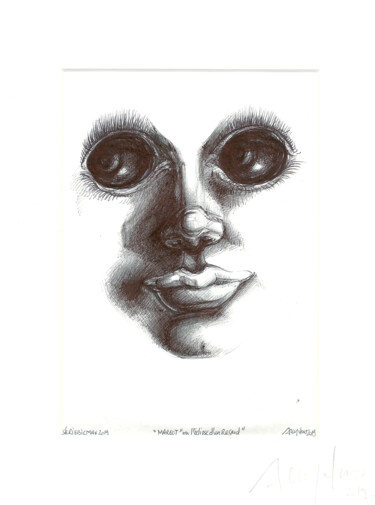 Zeichnungen mit dem Titel "" Margot ou l'éclip…" von Grégory Dreyfus, Original-Kunstwerk, Kugelschreiber Auf Andere starre P…