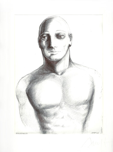 Dibujo titulada "" Captif " - Série…" por Grégory Dreyfus, Obra de arte original, Bolígrafo Montado en Otro panel rígido