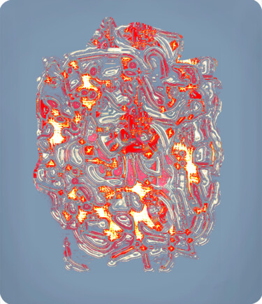 Peinture intitulée "" Orage Cytokinique…" par Grégory Dreyfus, Œuvre d'art originale, Peinture numérique Monté sur Aluminium