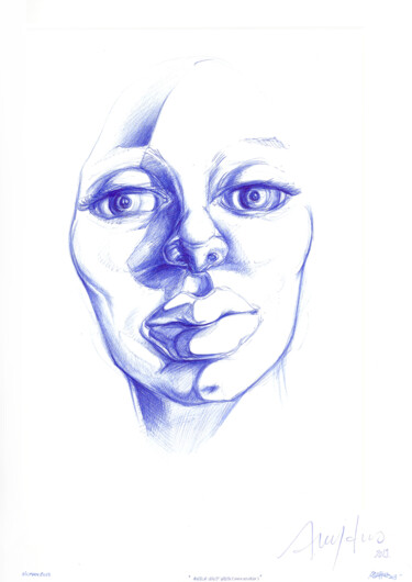 Drawing titled "" Beauty Wright (La…" by Grégory Dreyfus, Original Artwork, Ballpoint pen Mounted on Other rigid panel