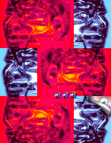 Malerei mit dem Titel "Bicéphale Totem Hid…" von Grégory Dreyfus, Original-Kunstwerk, Digitale Malerei