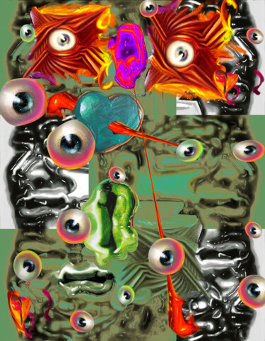 Digitale Kunst mit dem Titel "Sad reality from a…" von Grégory Dreyfus, Original-Kunstwerk, Digitale Malerei