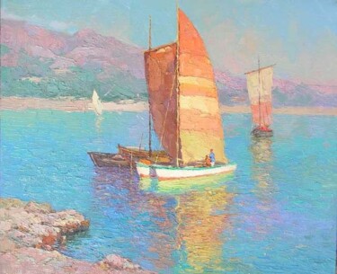 Peinture intitulée "Catamaran" par Gregory Gamaley, Œuvre d'art originale, Huile