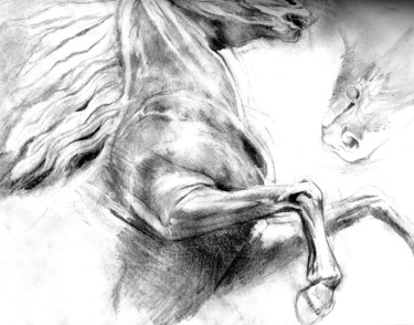 Dibujo titulada "cheval 41" por Grégory Geng, Obra de arte original, Lápiz