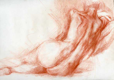 Disegno intitolato "modele vivant sangu…" da Grégory Geng, Opera d'arte originale, Matita