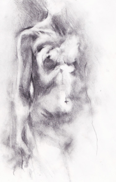 Drawing titled "buste 2" by Grégory Geng, Original Artwork, Pencil