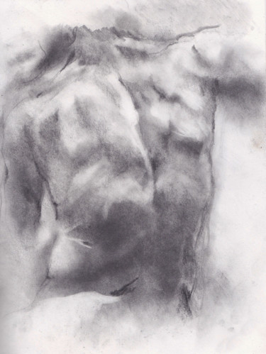 Dessin intitulée "dos statue" par Grégory Geng, Œuvre d'art originale, Crayon