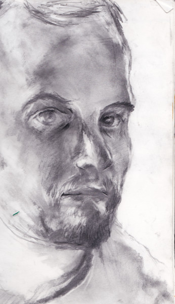 Drawing titled "Autoportrait 2009" by Grégory Geng, Original Artwork, Pencil