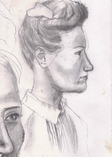 Drawing titled "portrait13" by Grégory Geng, Original Artwork, Pencil