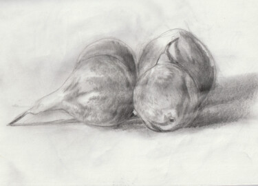 Drawing titled "Poires" by Grégory Geng, Original Artwork, Pencil