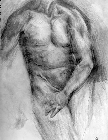 Dessin intitulée "etude nu masculin 2" par Grégory Geng, Œuvre d'art originale, Graphite