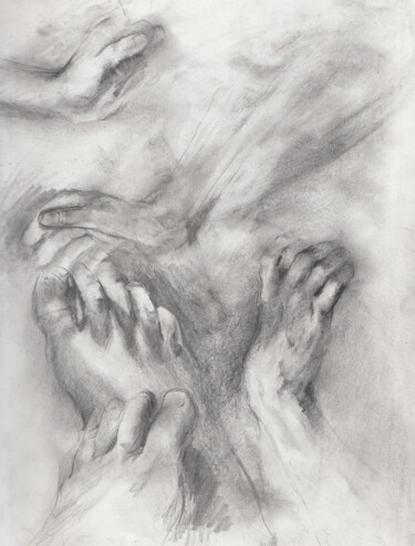 Drawing titled "etude compo" by Grégory Geng, Original Artwork, Pencil