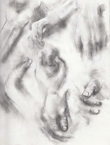Dessin intitulée "etude  mains" par Grégory Geng, Œuvre d'art originale, Crayon