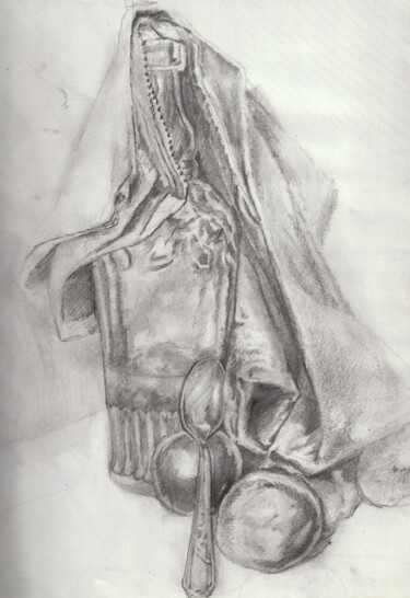 Drawing titled "nature morte1" by Grégory Geng, Original Artwork, Pencil