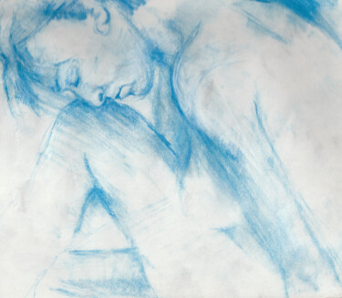 Dessin intitulée "etude bleue" par Grégory Geng, Œuvre d'art originale, Crayon