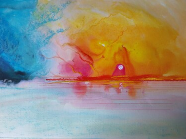Peinture intitulée "Sunset 1" par Grégory Geng, Œuvre d'art originale, Encre