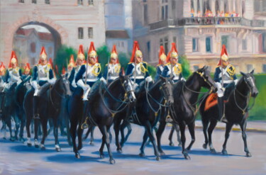 Schilderij getiteld "The Royal Horseguard" door Gregory L Wilhelmi, Origineel Kunstwerk, Olie
