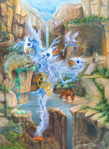 Картина под названием "peinture à l'huile…" - Gregory Pyra Piro, Подлинное произведение искусства, Масло Установлен на Дерев…
