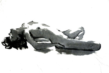 Peinture intitulée "allongée" par Grégory Cortecero, Œuvre d'art originale