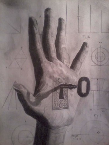 Dessin intitulée "The key hand" par Greg'S Drawings, Œuvre d'art originale