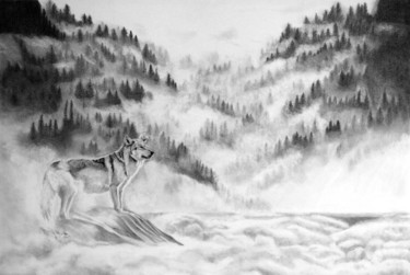 Tekening getiteld "Wolf" door Jay Greig, Origineel Kunstwerk, Potlood