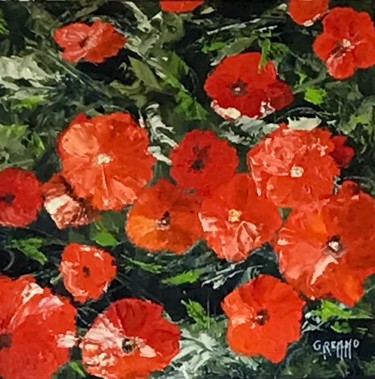 Peinture intitulée "Sourire de poppies" par Valérie Gremmo, Œuvre d'art originale, Huile