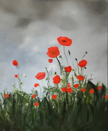 Painting titled "Coquelicots champêt…" by Valérie Gremmo, Original Artwork, Acrylic