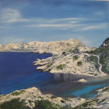 Painting titled "Calanques" by Valérie Gremmo, Original Artwork, Oil