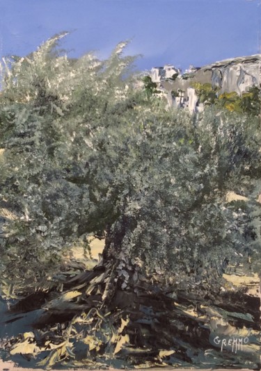 Pintura titulada "L'olivier" por Valérie Gremmo, Obra de arte original, Oleo