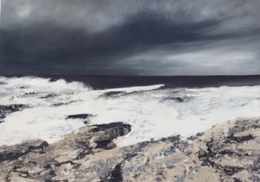 Peinture intitulée "Orage en mer" par Valérie Gremmo, Œuvre d'art originale, Huile